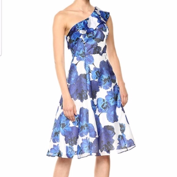 Adrianna Papell Floral-Print One-Shoulder Dress - Picture 1 of 4